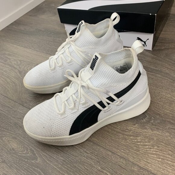 Puma Clyde Court GW Jr Running Shoes Knit Sneakers White Black Size 6.5 - Picture 7 of 14